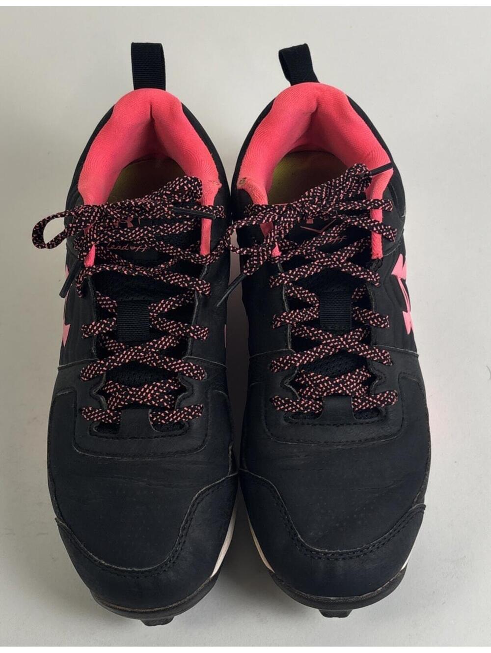Under Armour Lead Off Girls Black and Pink Softball Cleats Size 6Y
